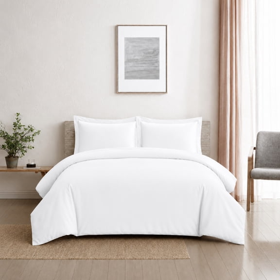 Swift Home Ensemble housse de couette unie ultra douce, Très grand lit, Blanc