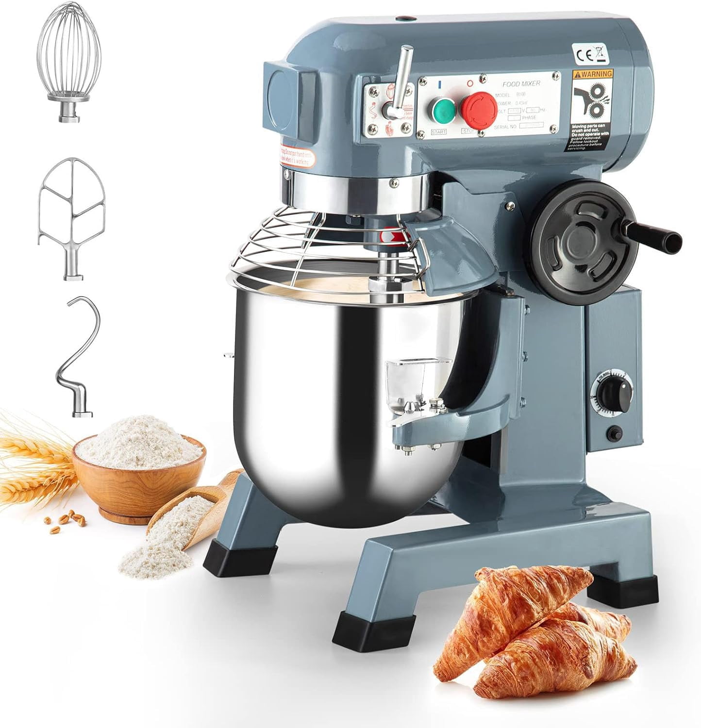 Lumiparty Powerful 15Qt Commercial Food Mixer, 3 Speeds, Stainless Steel Bowl, Dough Hooks, Whisk Beater, for Restaurants, Bakeries, and Commercial Kitchens, 600W