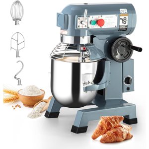 Lumiparty Puissant 15Qt Mélangeur d'aliments commerciaux, 3 Vitesses, Bol en acier inoxydable, Crochets de dough, Whisk Beater, pour restaurants, boulangeries et cuisines commerciales, 600W