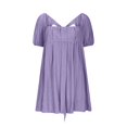 thumbnail image 4 of Ovzne Robes d'Été pour Femmes Robe Femme Couleur Unie devant Plissé Dos à Lacets Manches à Boutons Robe Jupe Courte Robe pour Femmes Liquidation, 4 of 7