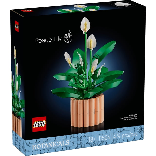 LEGO Botanicals Ensemble de Construction de Fleurs de Lys de la Paix pour Adultes avec 474 Pcs, Présentant un Lys de la Paix Artificiel à Trois Étapes de Floraison avec des Feuilles Vertes et des Fleurs Blanches, Exposé dans un pot de Couleur Pêche, Convient à la Décoration de Chambre, d'Étagère Ou de Bureau et une Idée-Cadeau Attentionnée.