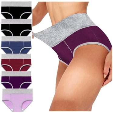 XZNGL Pack of 4 Women Solid Color Patchwork Briefs Panties Underwear Knickers Bikini U