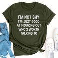 thumbnail image 1 of RXIRUCGD Hauts de Sortie pour Femmes Mode Été Ample Col Rond Imprimé Lettre Manches Courtes T-Shirt Vert, 1 of 7