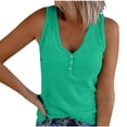 thumbnail image 1 of Timegard Tank Tops for Women Ribbed Deep V-Neck Button Slim Casual Sleeveless Shirts Basic Cami Top, 1 of 5