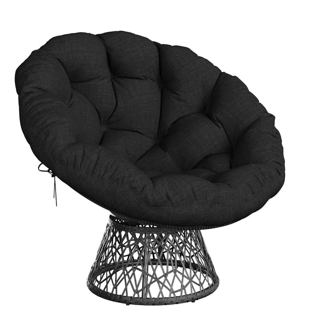 QinaQin Papasan Chair, a 37-Inch Ergonomic Rattan Papasan Chair, Features a Padded, Soft Fabric Seat, a Sturdy Steel Frame, and a 360° Swivel Base, Making It Suitable for Living Room