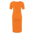thumbnail image 4 of Ovzne Robes d'Été pour Femmes 2025 Robe d'Été Femme à la Mode Imprimée Plissée Jupe de Maternité à Manches Courtes Col Rond Robe Mi-Mollet Robe de Vacances à Manches Courtes Imprimée Liquidation, 4 of 7