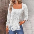 thumbnail image 2 of Timegard Womens Tops Lace Square Neck Long Sleeve Solid Color Blouse Fall Dressy Casual Tunic Tops, 2 of 6