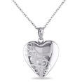 thumbnail image 1 of Asteria Sterling Silver Engraved Heart Locket Pendant, 18", 1 of 4