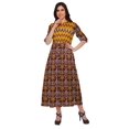 thumbnail image 2 of Moomaya Printed Front Slit A-Line Kurtis For Women Short Sleeve Summer Kurta, 2 of 5