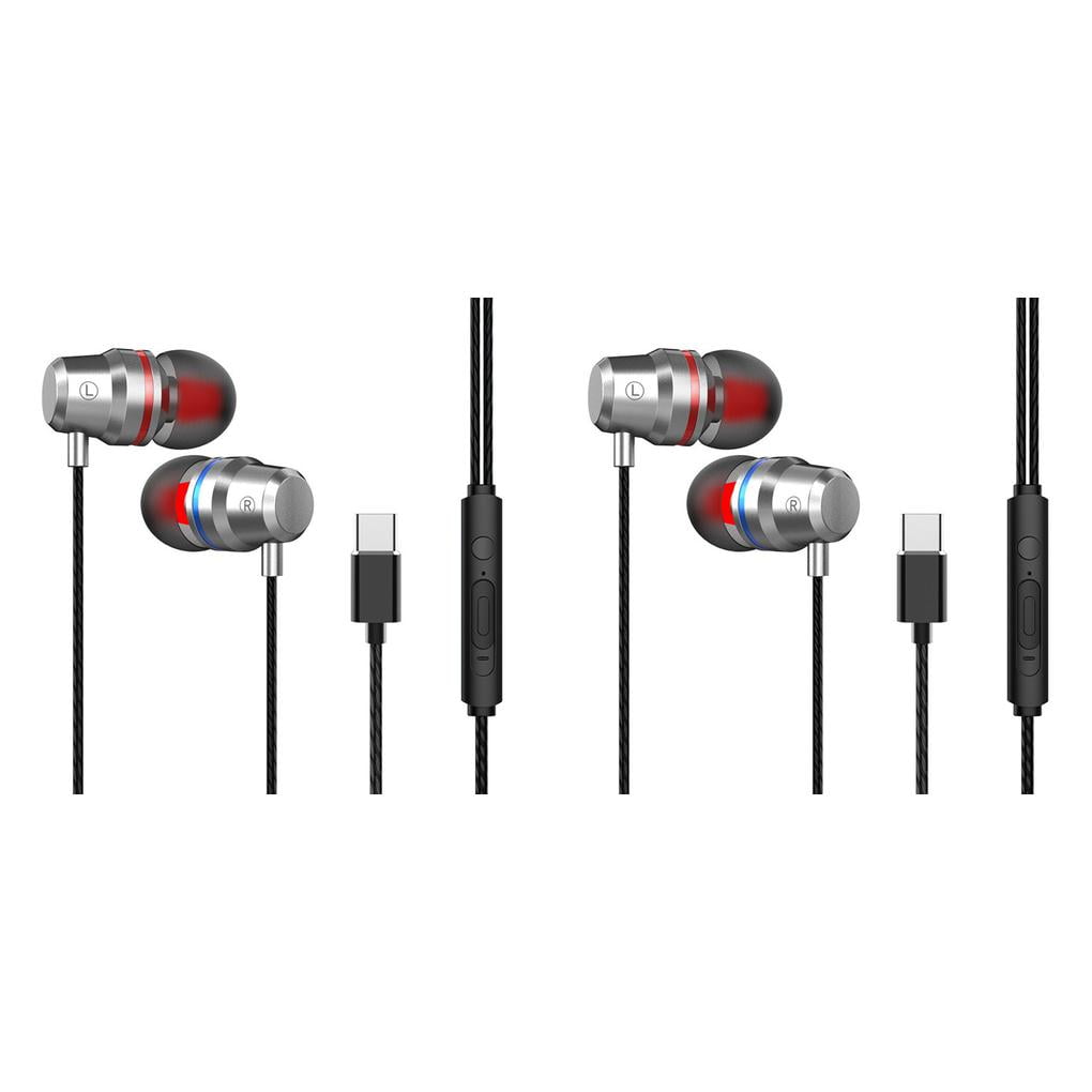 2pcs Type-C Earphone 6mm Dual wired control earphone type-c