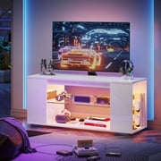 Pinmoco 47'' TV Stand for TVs up to 55", Gaming Entertainment Center with LED Lights, White