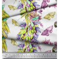 thumbnail image 3 of Soimoi Green Viscose Chiffon Fabric Floral,Insect & Parrot Bird Decor Fabric Printed BTY 42 Inch Wide, 3 of 3