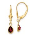 thumbnail image 1 of 14k Yellow Gold Garnet January Earrings Drop Dangle Birthstone, 1 of 6