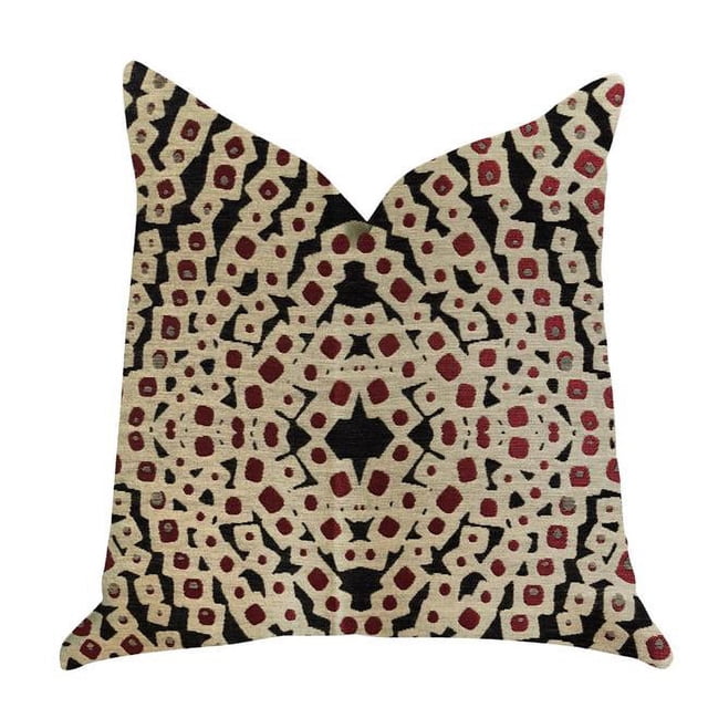 Plutus PBRA1378-2424-DP Coussin Décoratif de Luxe en Gemmes Écarlate Rouge et Noir, 24 x 24 Po