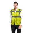 thumbnail image 1 of TOPTIE 5 Pockets High Visibility Safety Vest with Reflective Strips, Working Uniform Vest-NEON LIME-L, 1 of 7