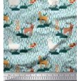 thumbnail image 1 of Soimoi Viscose Chiffon Fabric Rabbit,Sheep & Deer Kids Fabric Prints by Yard 42 Inch Wide, 1 of 3