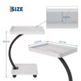 thumbnail image 2 of Rolling C Shaped Laptop Desk 2 Tier with Wheels, Space Saving Mobile Bedside Table with Lockable Casters, Compact Computer Stand for Sofa Small Spaces, Natural Wood/White/Walnut, 2 of 7