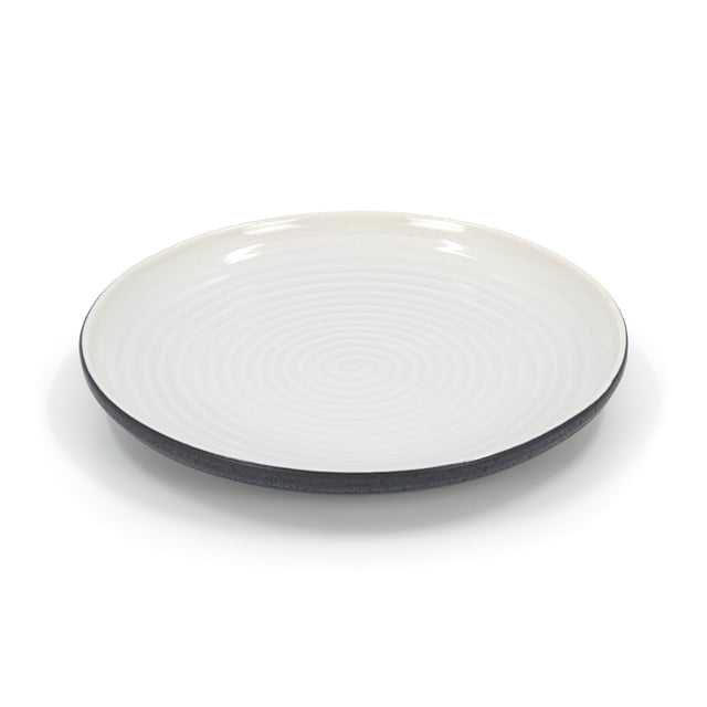 Sabatier Trent Assiette à Salade de 7,9 Po en Grès Gris Foncé de Forme Ronde, avec un Intérieur Blanc à texture en Spirale et un Rebord Extérieur Gris Foncé, Va au Lave-Vaisselle et au Micro-Ondes, Convient aux Repas Décontractés et Formels.