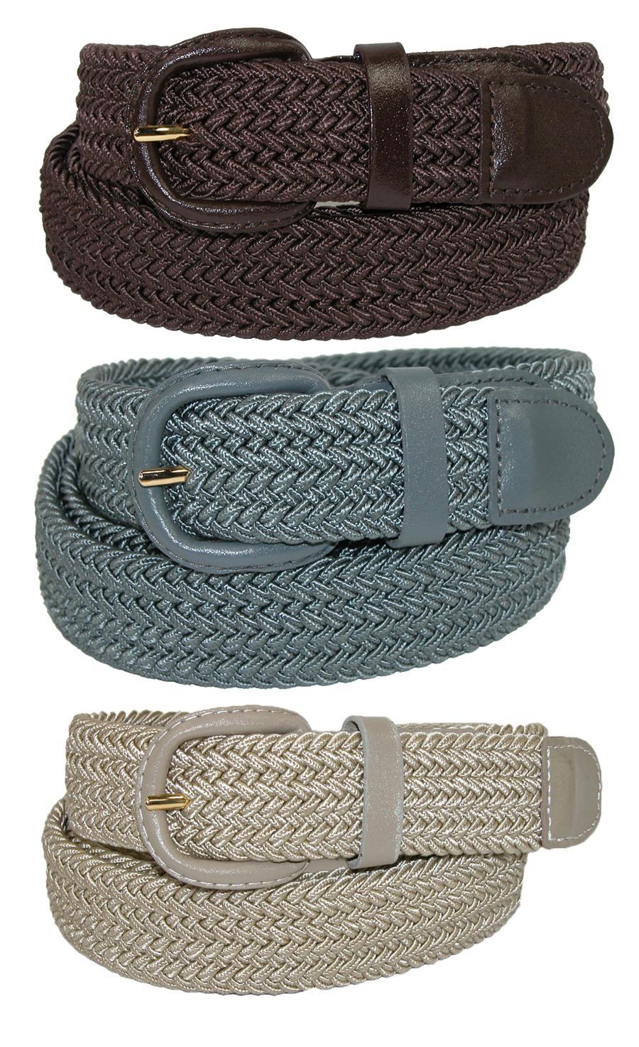 CTM® Ceinture Tressée Élastique Extensible (Lot de 3 Couleurs) (pour Hommes)