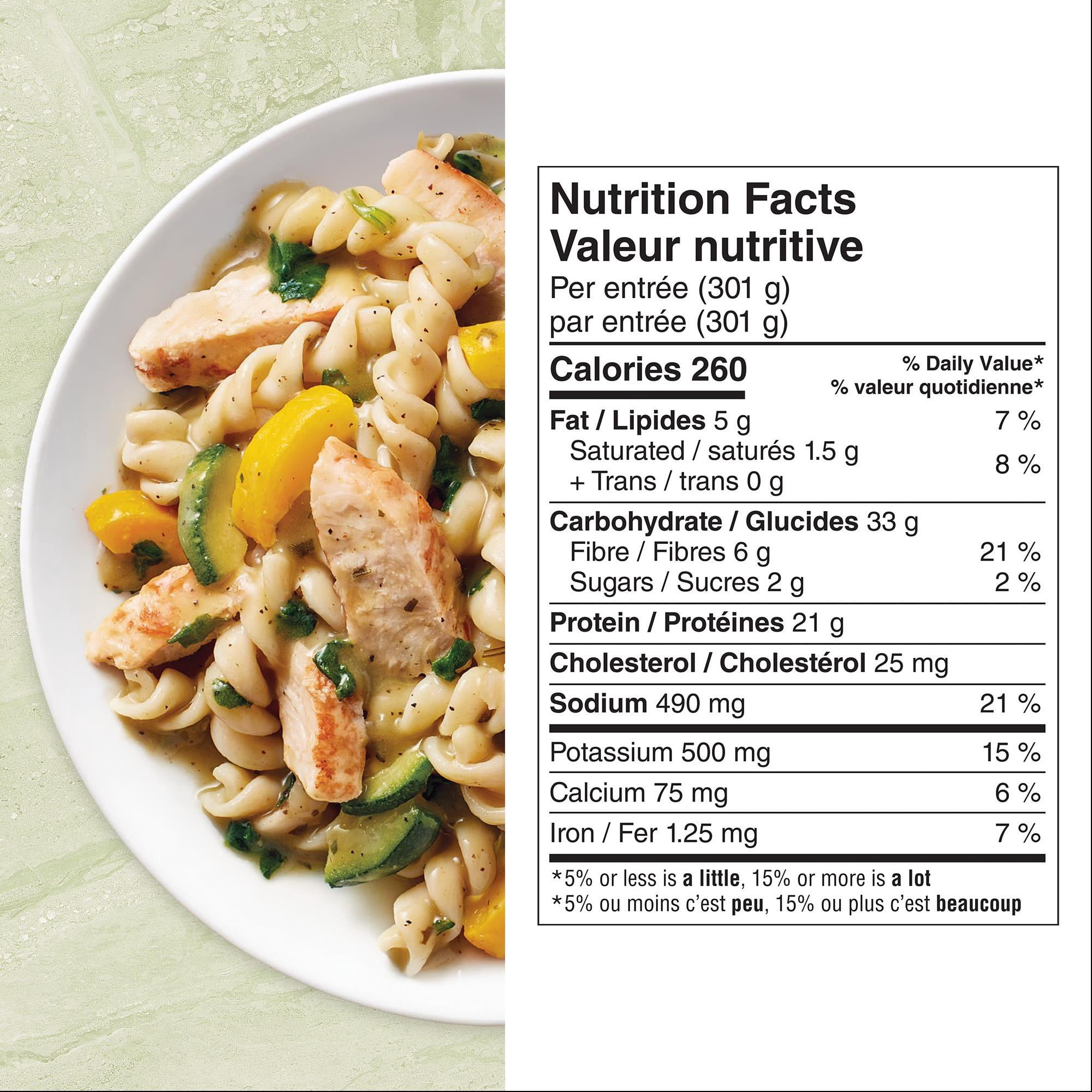 Healthy Choice Repas surgelé Délices Vapeur Poulet grillé au pesto avec poitrine de poulet, pâtes, zucchini et sauce au pesto, sans arômes artificiels, sans agents de conservation Repas surgelé, 301g