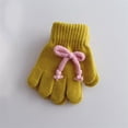 thumbnail image 2 of HAming Kids Knit Gloves Soft Comfy Thicken Winter Warm Touch Screen Texting Solid Color Mittens with Bow Tie, 2 of 3