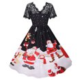 thumbnail image 4 of Jsaierl Robes de Noël pour Femmes 2024 Élégantes Décontractées à Manches Courtes Robe en Dentelle Robe de Fête des Fêtes Cocktail Robe à Volants, 4 of 9