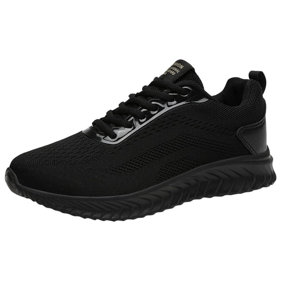 WEAIXIMIUNG Mens Dress Sneakers Black Leather Men Sports Shoes Fashion New Pattern Solid Flat Bottom Comfortable Lace Up Mesh Breathable Seasonal Casual Shoes
