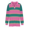 thumbnail image 1 of WEAIXIMIUNG Sweat à Capuche pour Femmes, Mode Graphique, Imprimé Rayé, Col à Revers, Bouton, Manches Longues, T-Shirt, 1 of 4