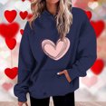 thumbnail image 2 of Penkiiy Mode Décontractée pour Femmes Impression de la Saint-Valentin Hauts à Manches Longues Sweat à Capuche 2TG Marine, 2 of 5