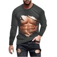 thumbnail image 1 of T-Shirts Sans Manches pour Hommes T-Shirt Révélateur de Muscles pour Hommes T-Shirt 3D Imprimé Non Positionné à Manches Longues Col Rond T-Shirt Décontracté Haut Blouses T-Shirts en Coton pour Hommes T-Shirts d'Été pour Hommes, 1 of 5