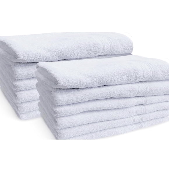 Towels N More Lot de 12 Serviettes de Gym Blanches 20x40, Petites Serviettes de Bain pour Salle de Bain, Salon, Séchage des Cheveux, Qualité Spa, Serviette Extra Douce en Coton Filé à l'Anneau de Qualité Supérieure