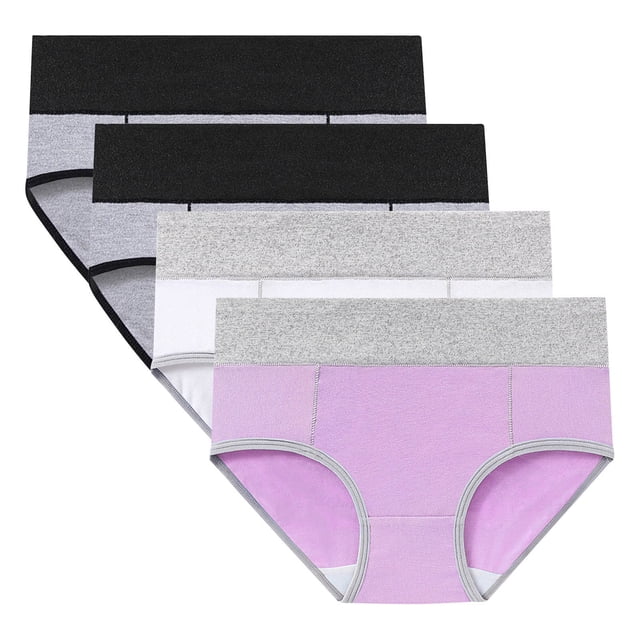 Women's High Absorbency Period Cotton Underwear Heavy Flow Leakproof Panties Reusable Postpartum Panties(Plus Size 4 Pack)