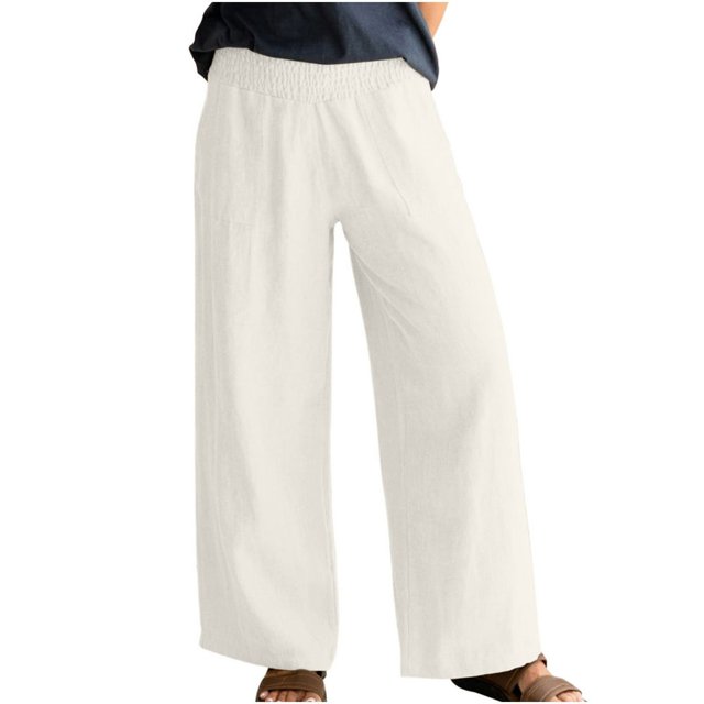 Pantalon en Coton et en Lin pour Femmes Large et Large avec Poches