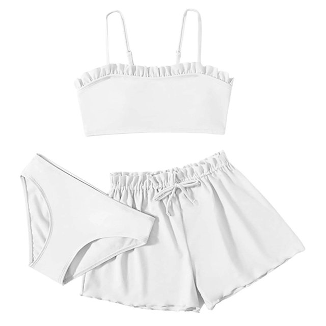 IROINID Mode Maillot de Bain Sans Manches pour Filles Bikini Blanc 140