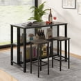 thumbnail image 4 of Costway 36" Tall 3-Tier Bar Table with Storage Metal Frame Adjustable Foot Pads Grey, 4 of 10