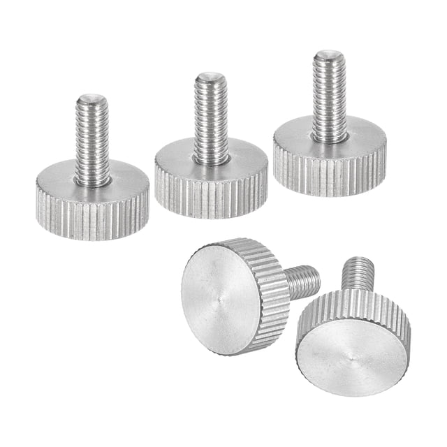 Unique Bargains Vis Moletées pour Pouce M5x12 mm, Lot de 5 Boulons Plats à Tête Moletée en Acier Inoxydable 304