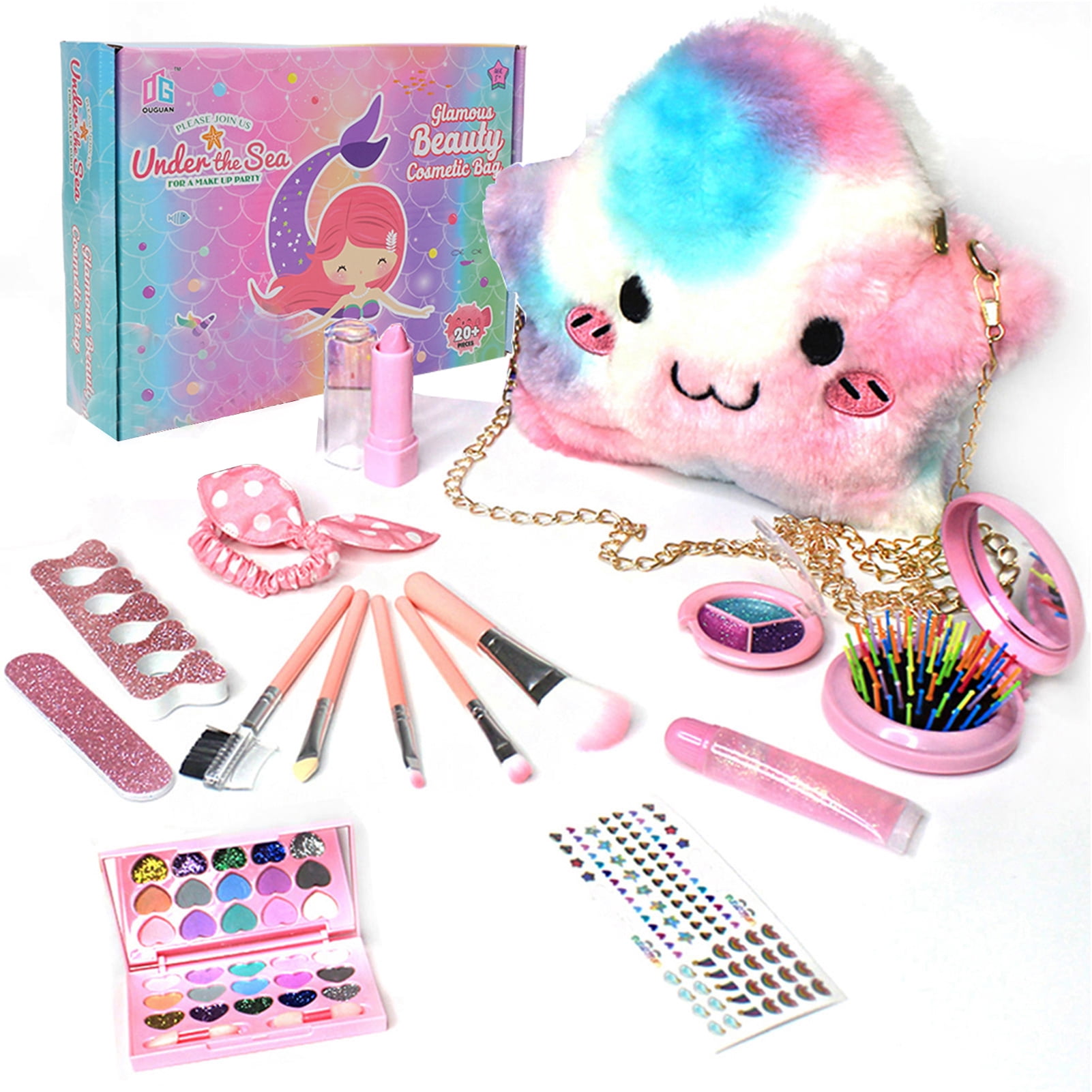 TFixol Girls Makeup Kit for Kids Children's Makeup Set Girls Princess Make Up Box Nontoxic Cosmetics Kit Toys Pretend Play Makeup Beauty Toys Christmas Gift Birthday Gift