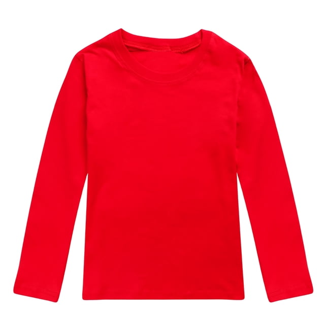 MIASHUI Hauts pour Enfants Garçons Filles Automne Couleur Unie Manches Longues sous-Vêtement, Rouge, 4-5 Ans