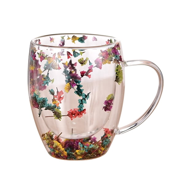 Double Walled Coffee Mugs,Glass Double Walled Mug with Handle,Large Glass Coffee Mugs,Double Walled Insulated Clear Coffee Cups with Handle,Clear Espresso Mugs for Latte,Tea,Hot and Cold Beverages