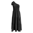thumbnail image 4 of Kcodviy Robe d'Été Décontractée 2025 pour Femmes pour Adolescentes, une Épaule, Sans Manches, Robe Midi Smockée pour Femmes, Taille Élastique, Robe Midi à Étages, Robe d'Été Trapèze, 4 of 4