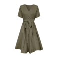 thumbnail image 3 of EIMELI Robe Décontractée pour Femme avec Nœud et Ceinture en Coton et Lin à Manches Courtes Robe Confortable de Plage, 3 of 9
