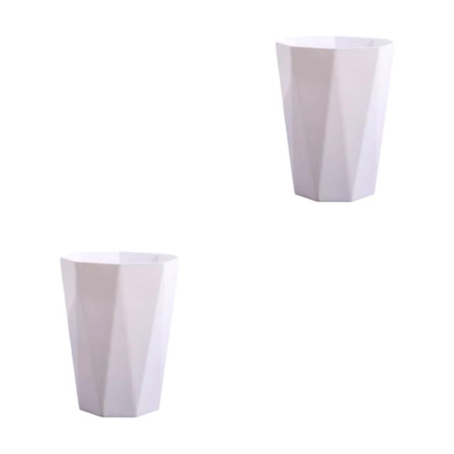 ZheElen PP Office And Home Waste Bin - 6L Capacity Easy Access Kitchen Large Capacity Kitchen Bedroom White S 2Set