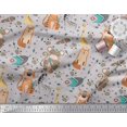 thumbnail image 3 of Soimoi Gray Poly Georgette Fabric Feather & Animals Tribal Print Fabric by Yard 52 Inch Wide, 3 of 5