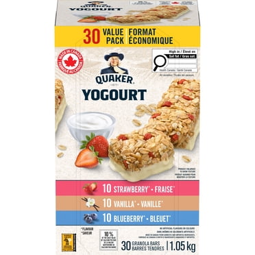 Quaker Yogourt Assortiment Fraise Bleuet Vanille 30 Barres Tendres