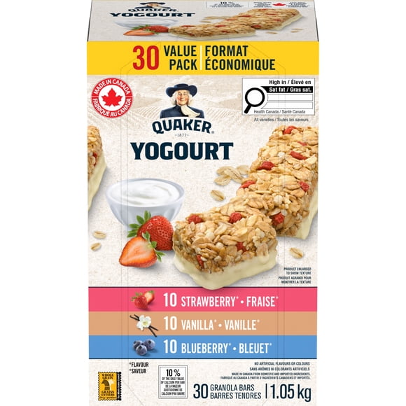 Quaker Yogurt Variety Pack Strawberry Blueberry Vanilla 30 Granola Bars