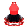 thumbnail image 2 of inhzoy Robe de Danse en Tulle à Sequins pour Filles, Tutu de Jazz, Performance Latine, Tenue de Danse de Salon Rouge 6, 2 of 5