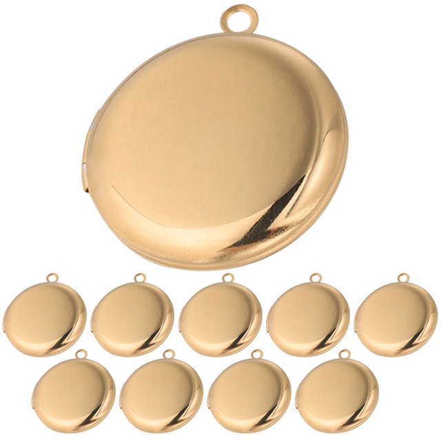 Miangastore 10pcs Round Locket Necklace Pendants Photo Frame Necklace Charm DIY Necklace Pendant