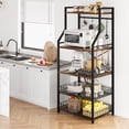 thumbnail image 4 of BeesClover 5-Tier Kitchen Bakers Rack, Microwave Stand with 2 Wire Baskets & 8 Hooks, Industrial Coffee Bar Station & Kitchen Storage Unit, Freestanding Organiser for Air Fryer, Pots & Spices, 4 of 8