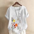 thumbnail image 1 of Aqestyerly T-Shirt d'Été à Manches Courtes pour Femme, Décontracté, à Imprimé Floral, Coupe Ample, Col Rond, Blouse Confortable, Haut Léger pour Tous les Jours HWRETIE, 1 of 5