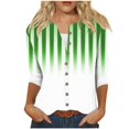 thumbnail image 1 of cfhntfmh 3/4 Length Sleeve Womens Tops Fashion V Neck Loose Printed Cardigans Lounge Buttons down Blouses, 1 of 5